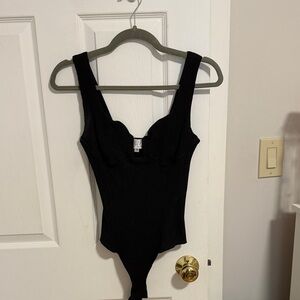 Black Ribbed Women's Bodysuit